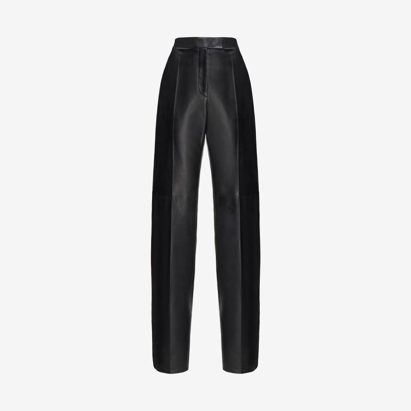 Alexander McQueen Women's Black Leather Trousers - 12 (Lambskin)